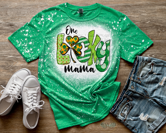 One lucky mama bleached tee. -Mayan Sub Shop