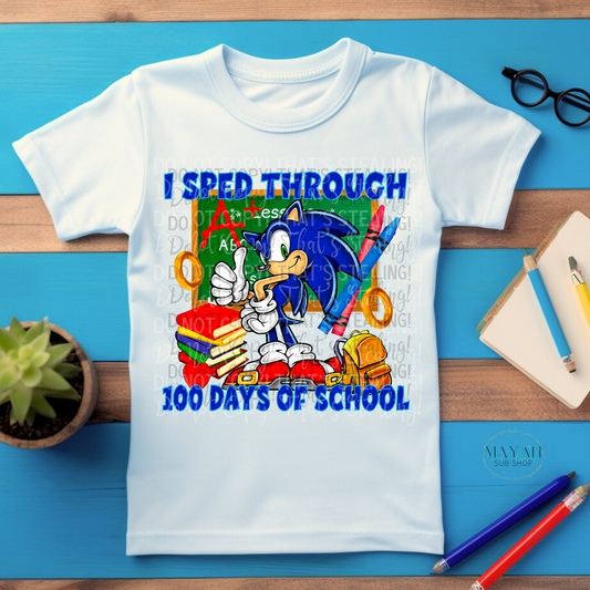 Sped through 100 days of school kids shirt. -Mayan Sub Shop