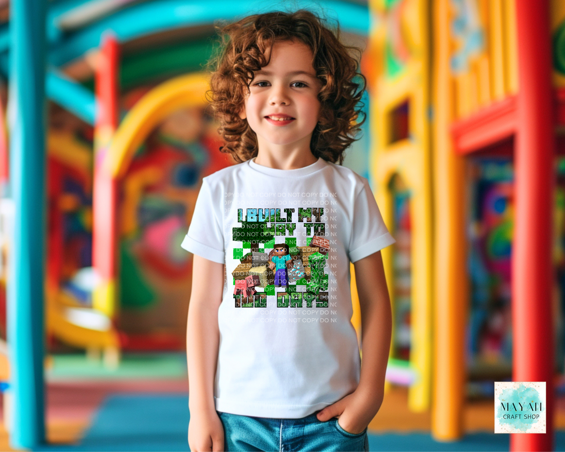 Built my way to 100 days white kids shirt. -Mayan Craft Shop