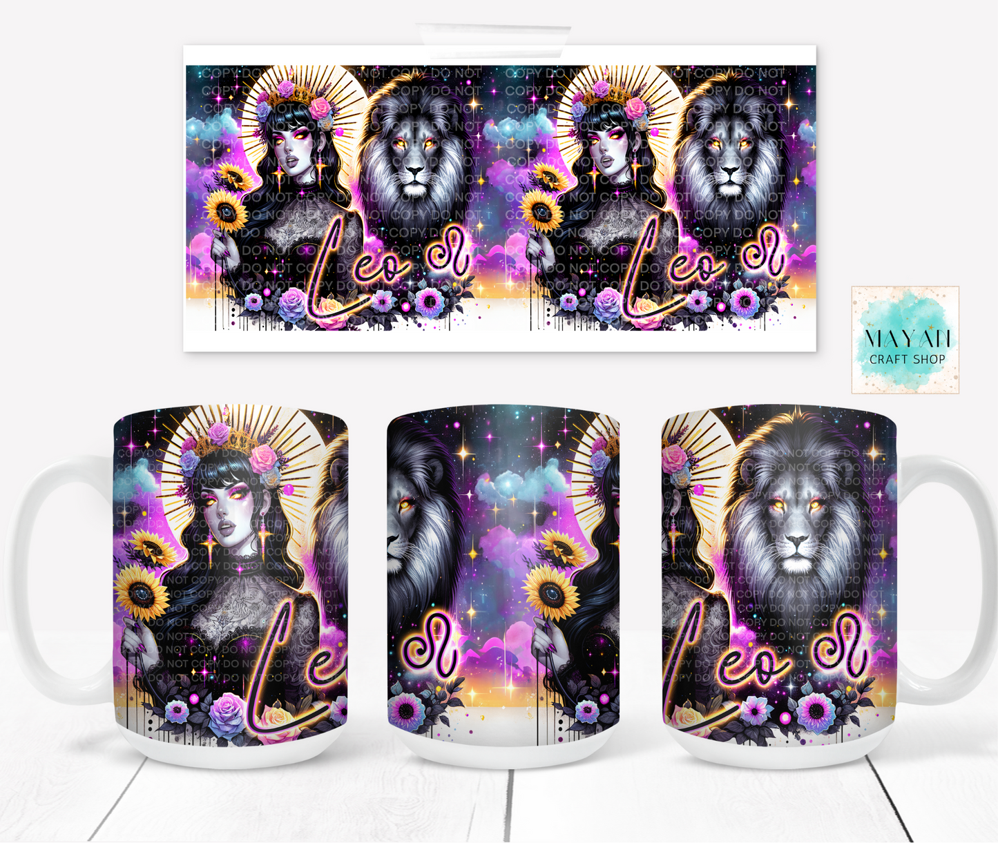 Leo coffee mug. -Mayan Craft Shop