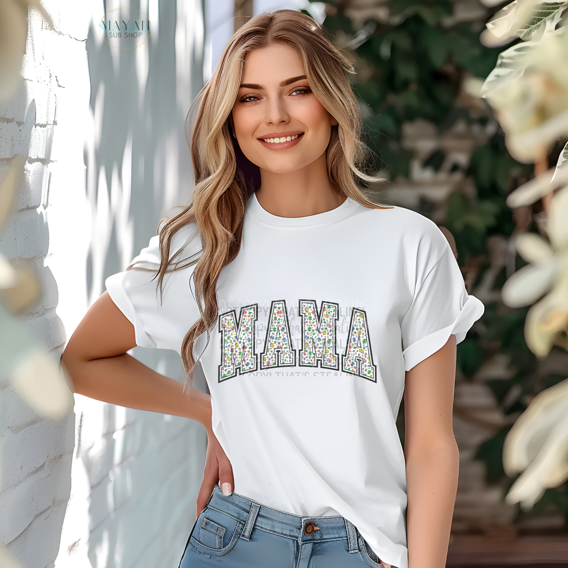 Mama Varsity autism shirt. -Mayan Sub Shop