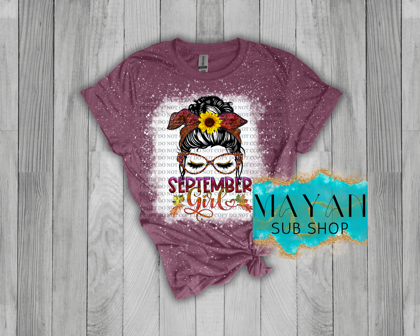 September Girl Messy Bun Bleached Shirt - Mayan Sub Shop