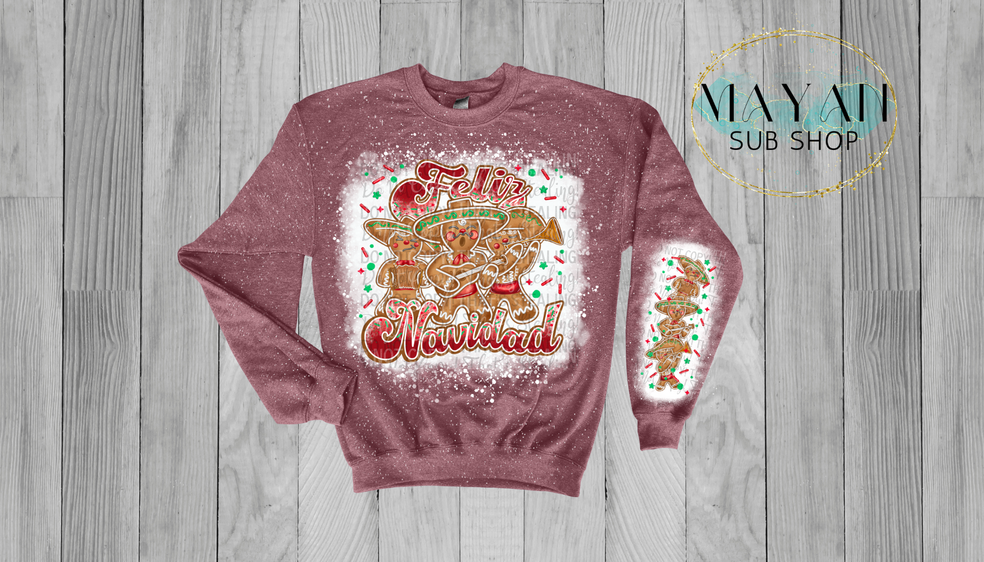 Feliz Navidad Bleached Sweatshirt - Mayan Sub Shop