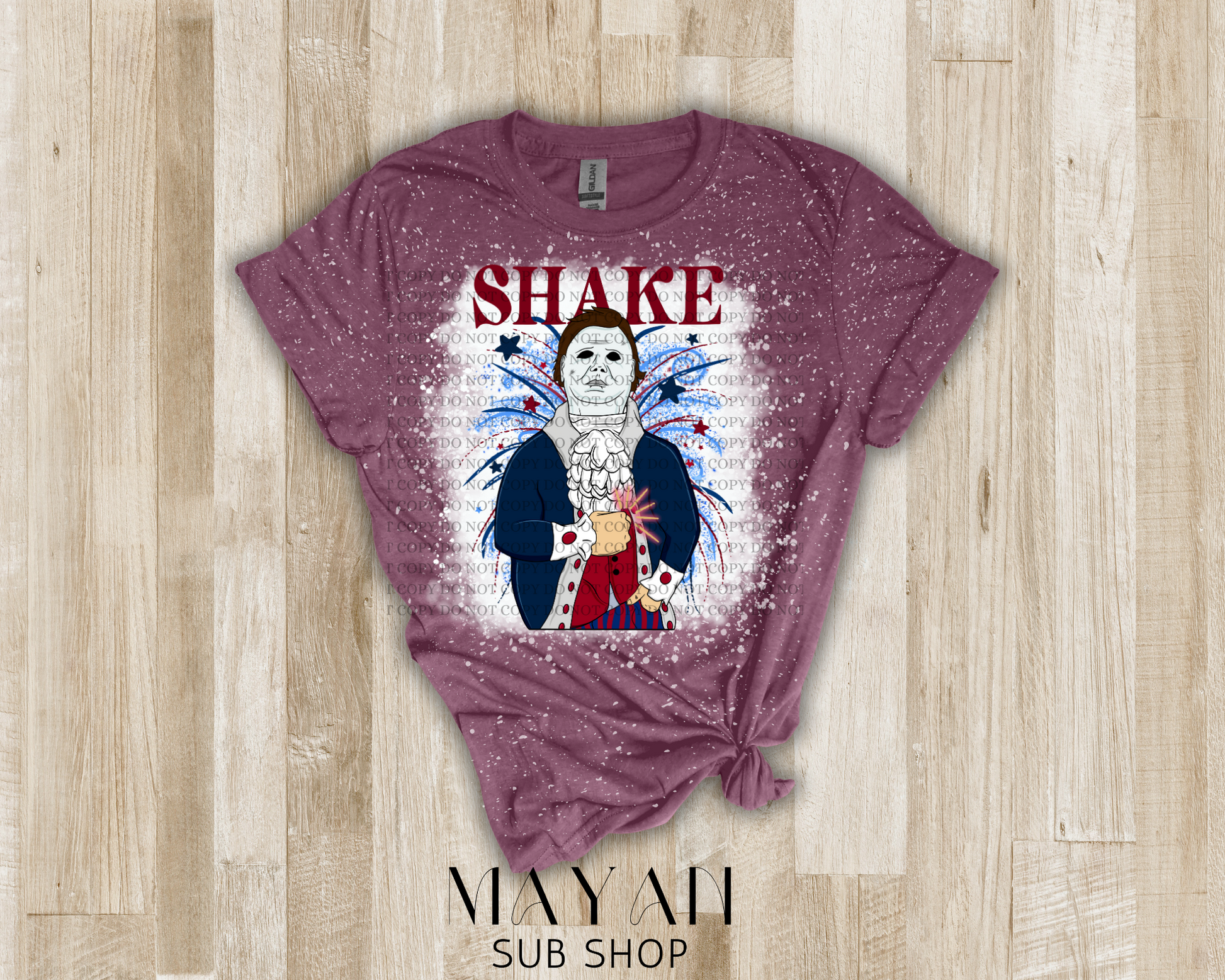 4th of July Shake Michael Bleached Shirt - Mayan Sub Shop