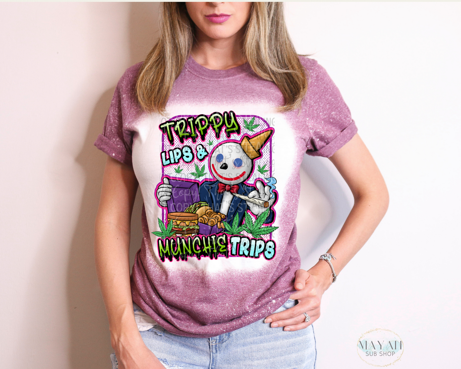 Trippy Lips Munchy Trips Bleached Tee - Mayan Sub Shop