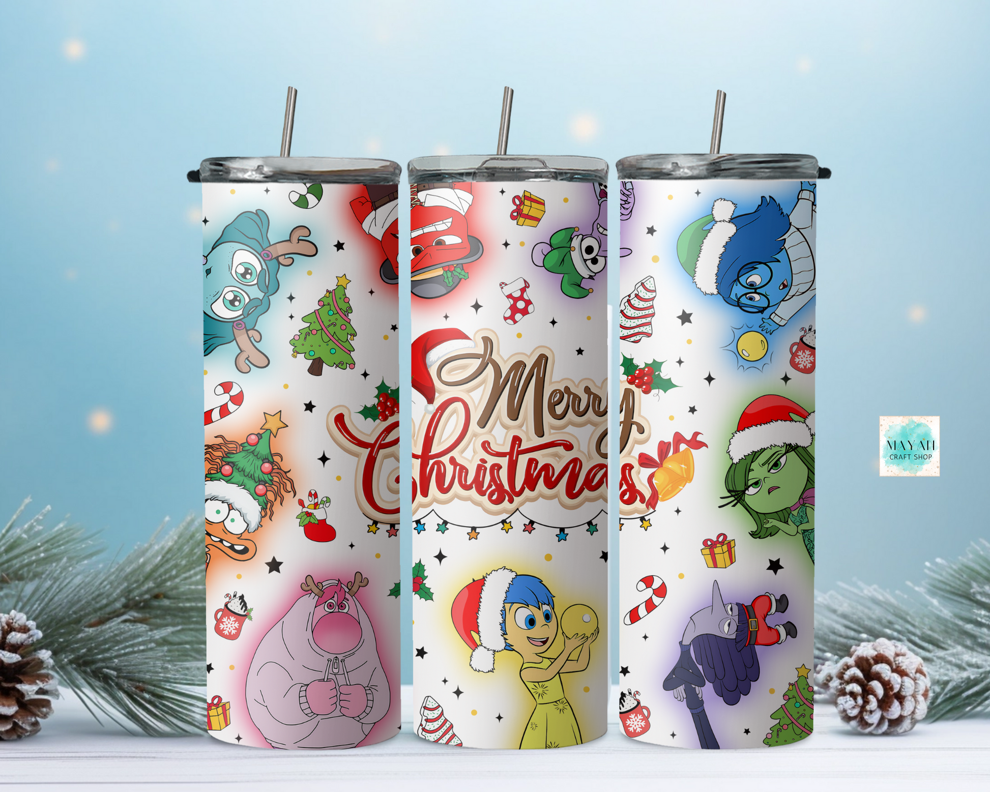 Merry Christmas emotions tumbler. -Mayan Craft Shop