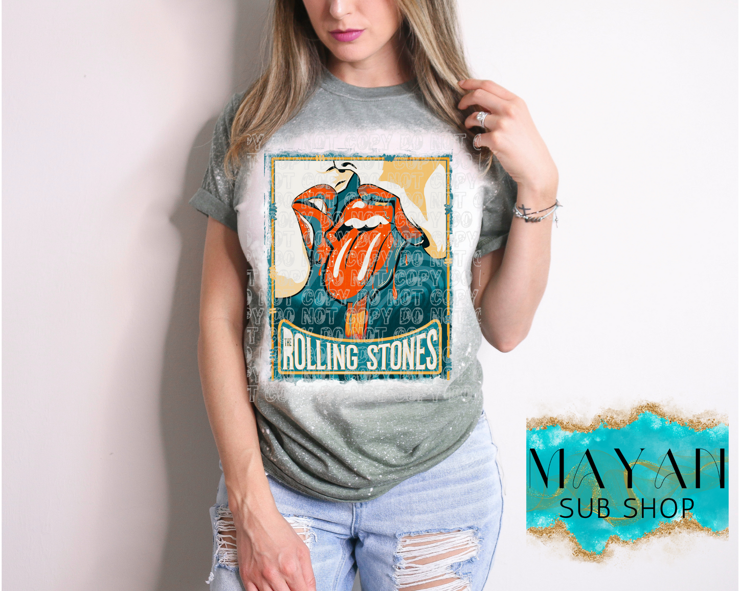 Rolling stone bleached shirt. -Mayan Sub Shop