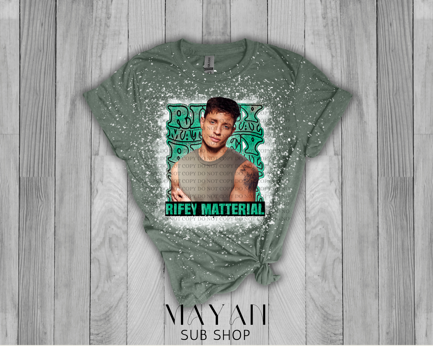 Riffey Matterial Green Bleached Shirt - Mayan Sub Shop