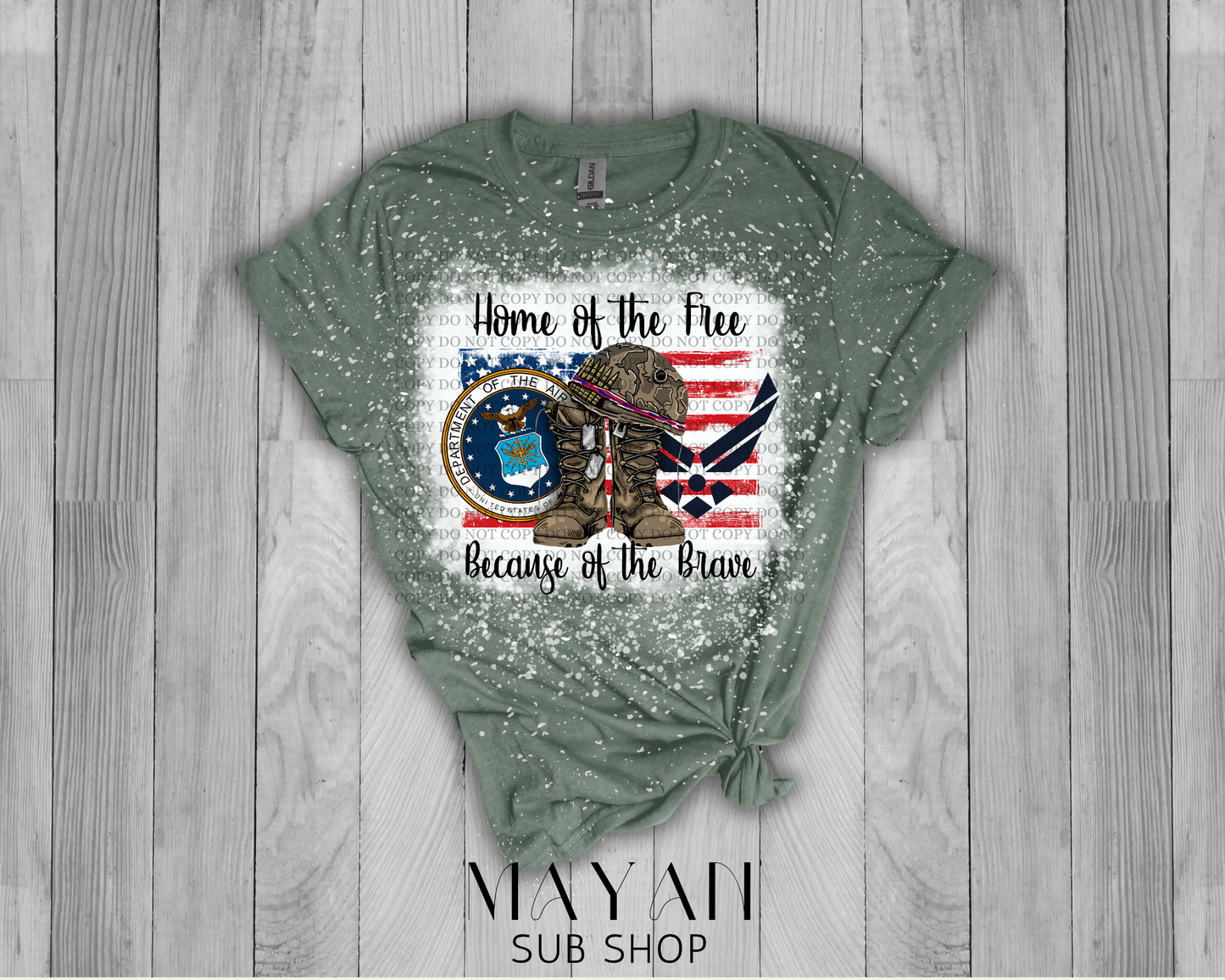 Home of the Free Air Force Bleached Shirt - Mayan Sub Shop