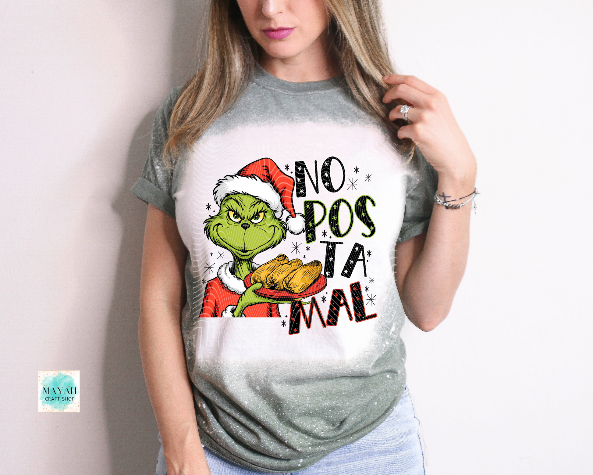 No pos tamal heather military green bleached tee. -Mayan Craft Shop