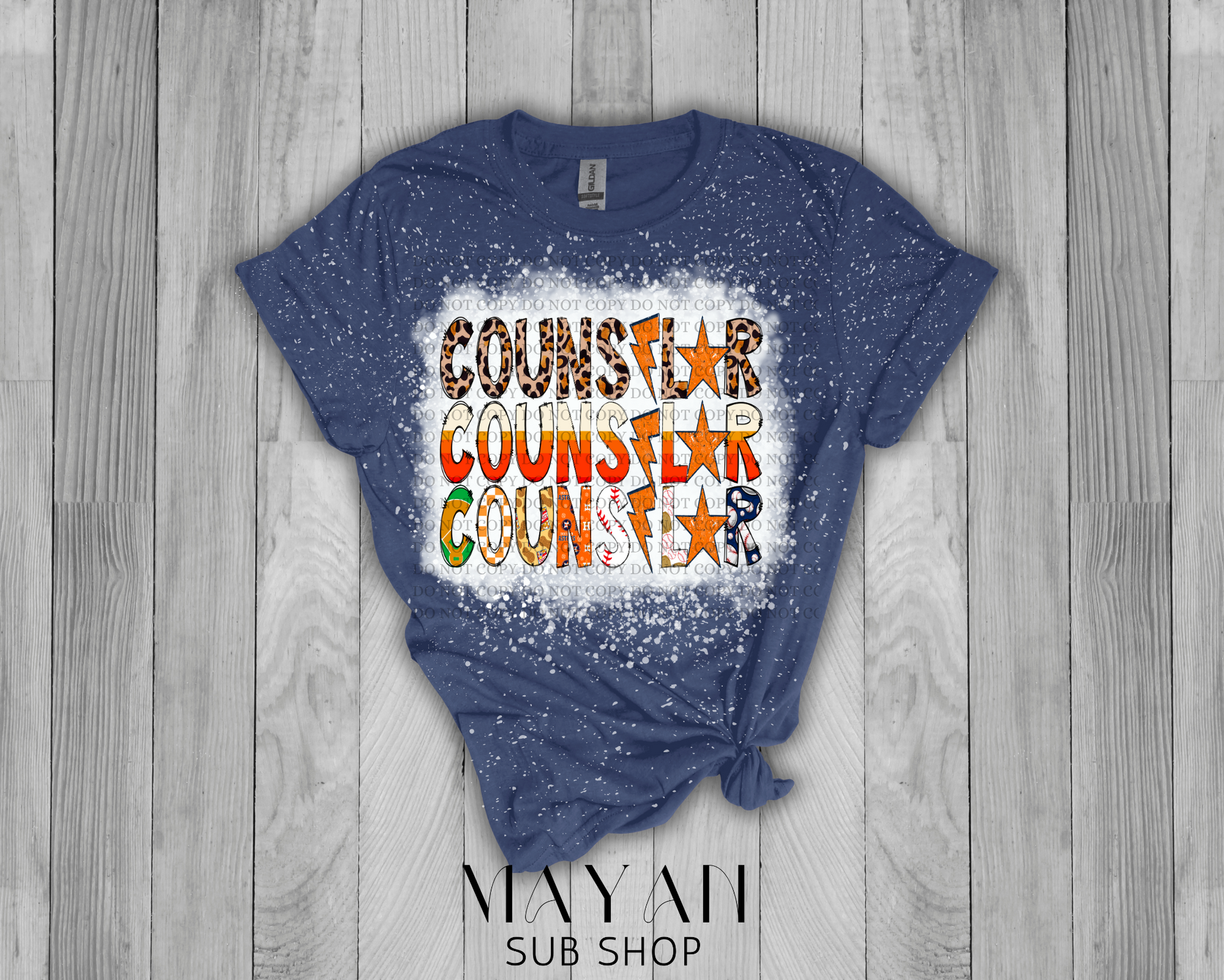 Counselor Stacked Astros Bleached Shirt - Mayan Sub Shop