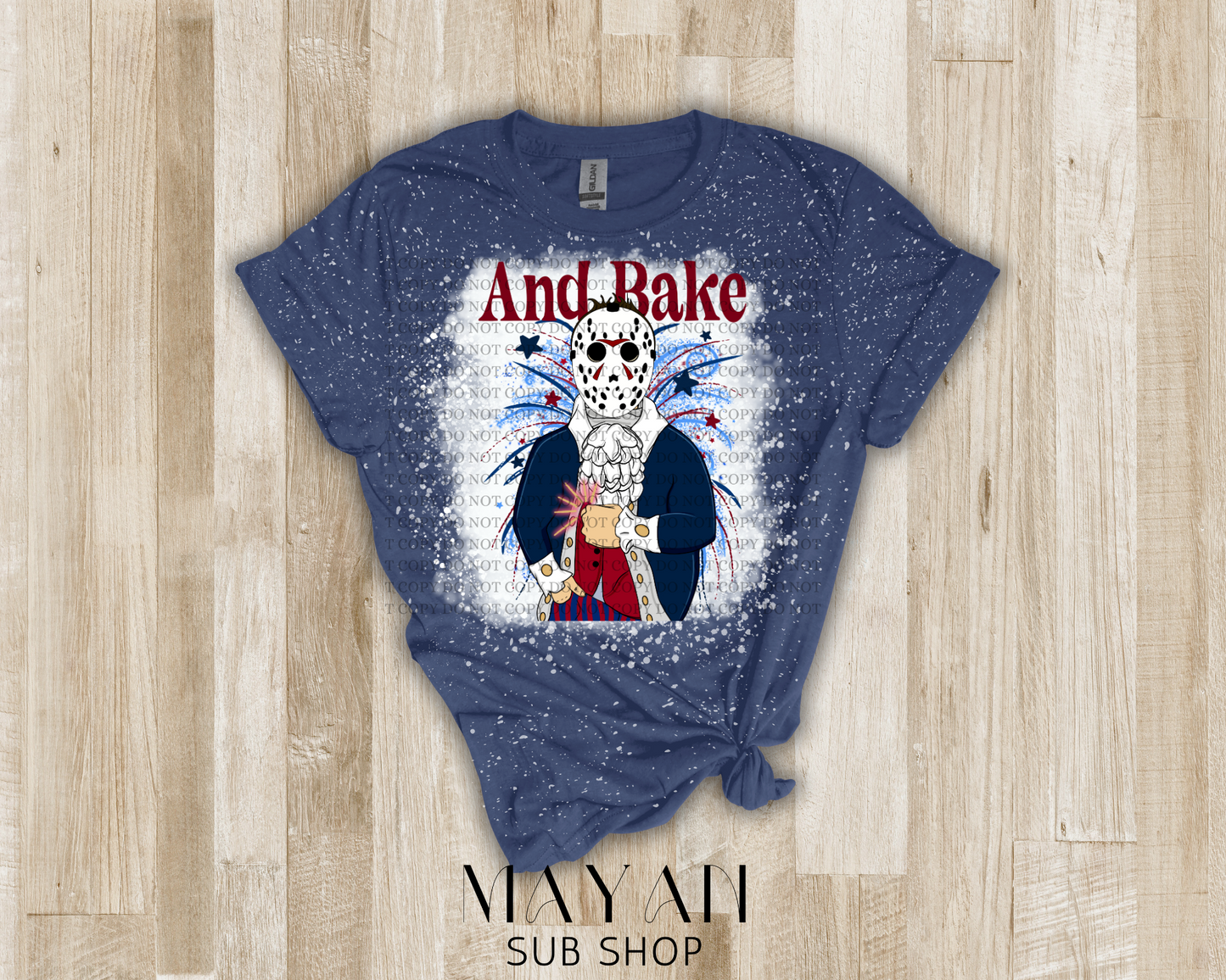 4th of July bake Jason bleached shirt in heather navy.
