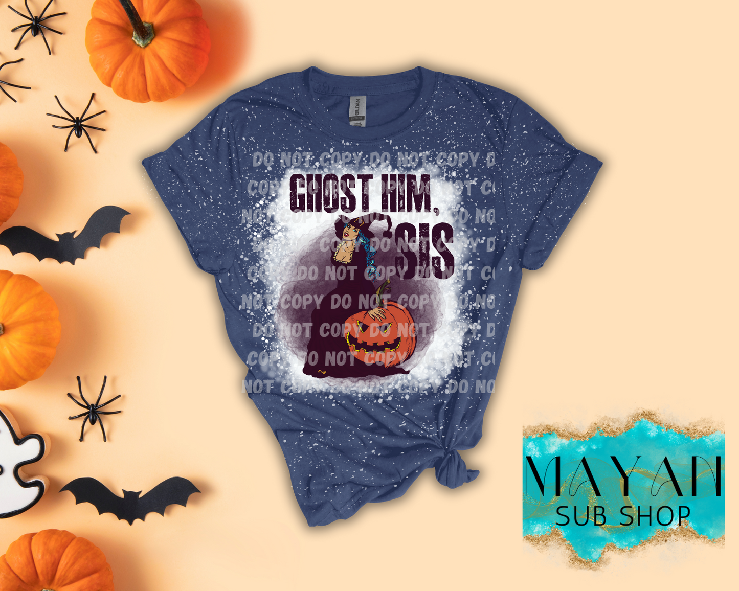 Ghost Him Bleached Shirt - Mayan Sub Shop