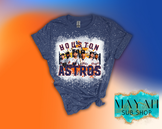Houston baseball team in heather navy bleached shirt. -Mayan Sub Shop