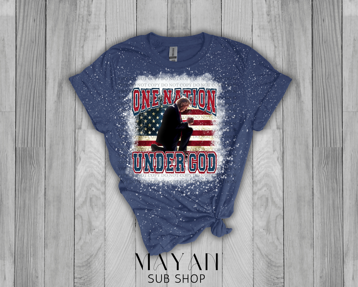 One Nation Under God Bleached Shirt - Mayan Sub Shop