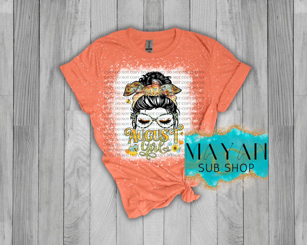 August Girl Messy Bun Bleached Shirt - Mayan Sub Shop