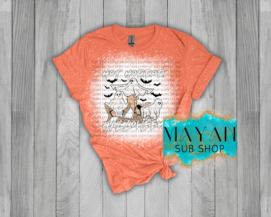 Hot horror Halloween in heather orange bleached shirt. -Mayan Sub Shop