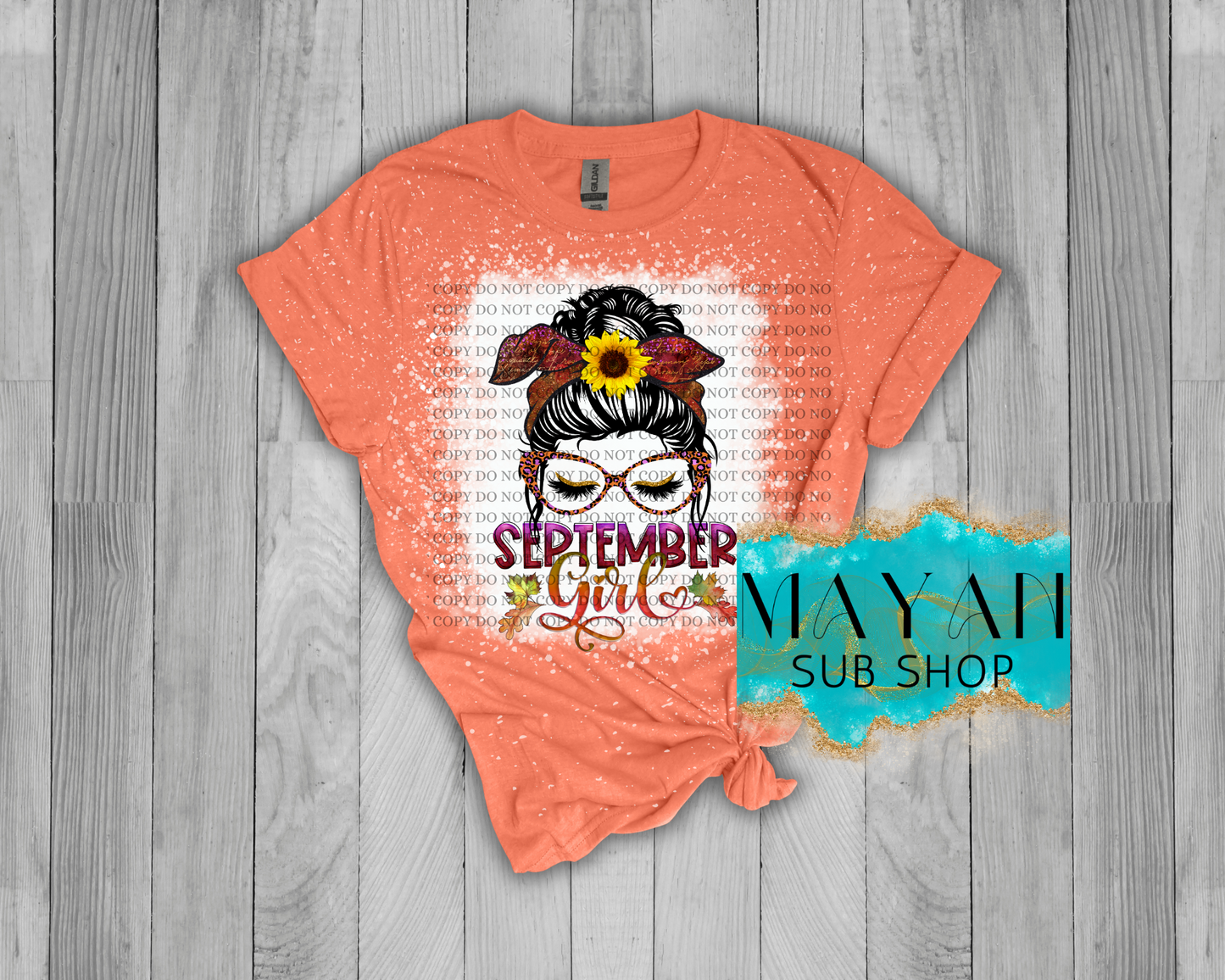 September Girl Messy Bun Bleached Shirt - Mayan Sub Shop