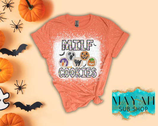 Milf and cookies in heather orange bleached shirt. -Mayan Sub Shop