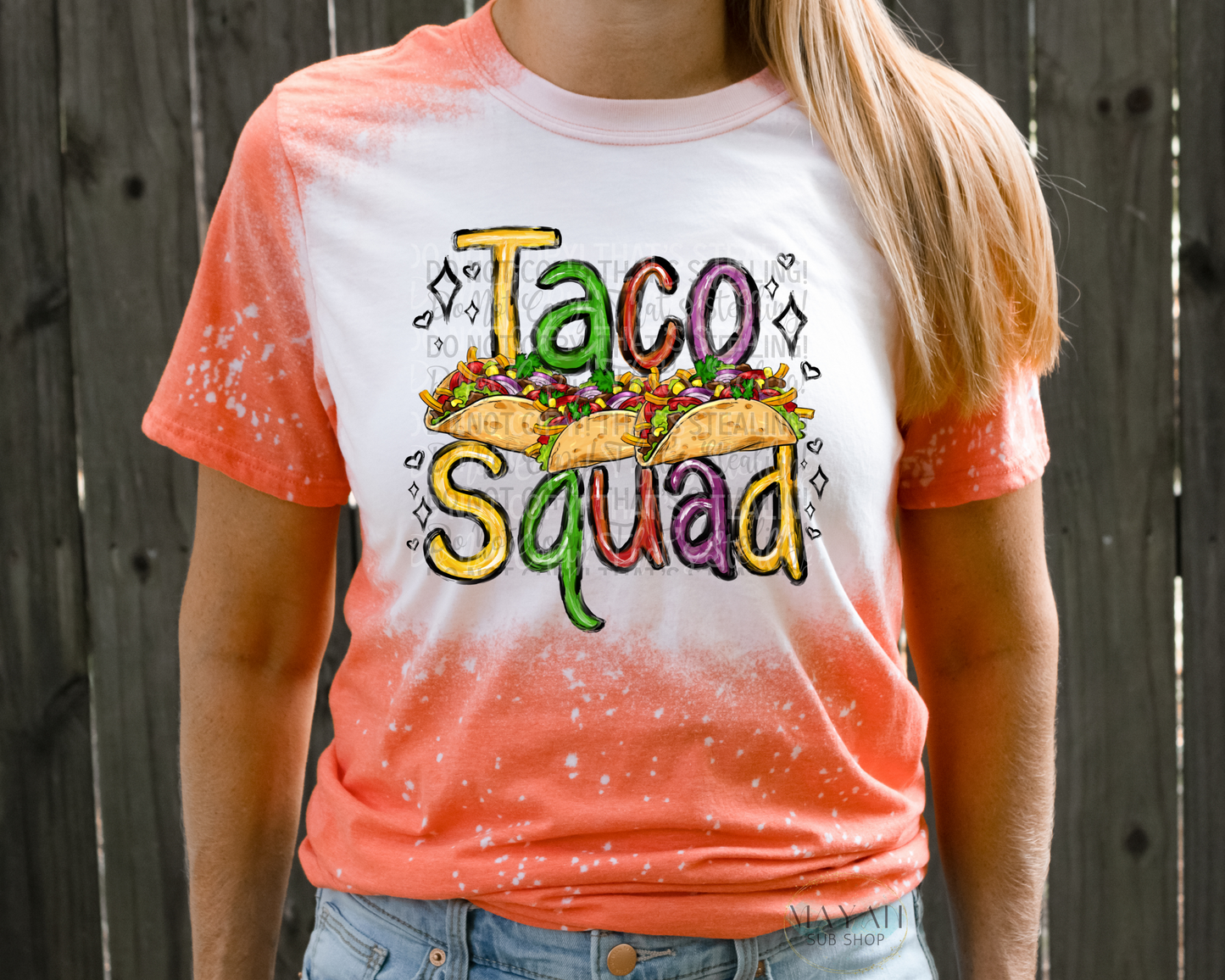 Taco Squad Bleached Tee - Mayan Sub Shop