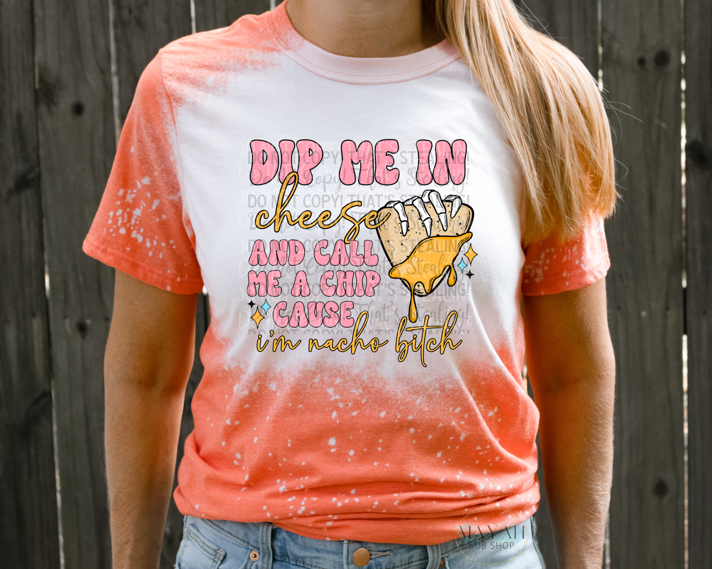 Dip Me In Cheese Bleached Tee - Mayan Sub Shop