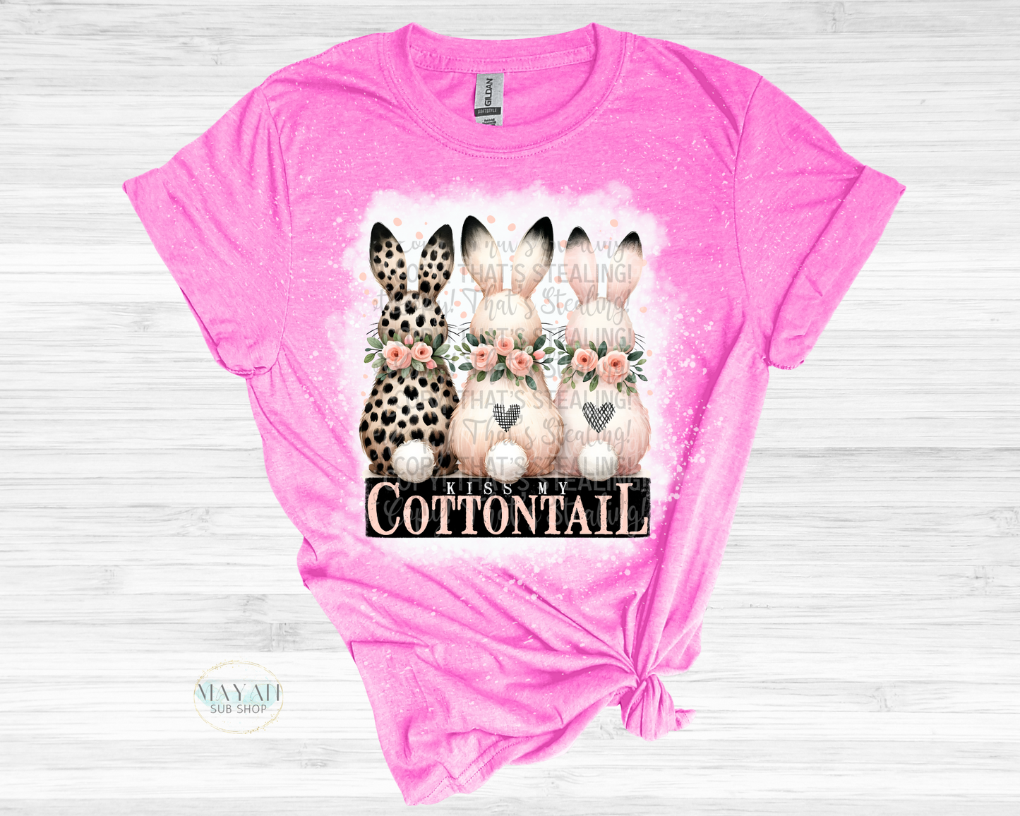 Kiss My Cottontail Bleached Tee - Mayan Sub Shop