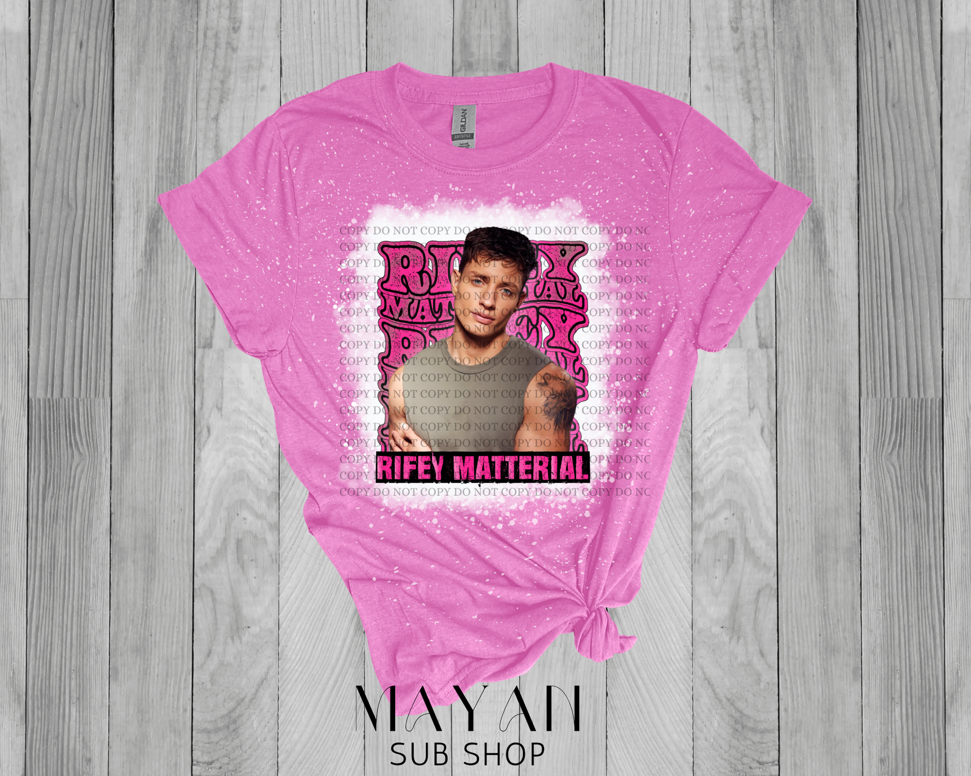 Riffey Matterial Pink Bleached Shirt - Mayan Sub Shop