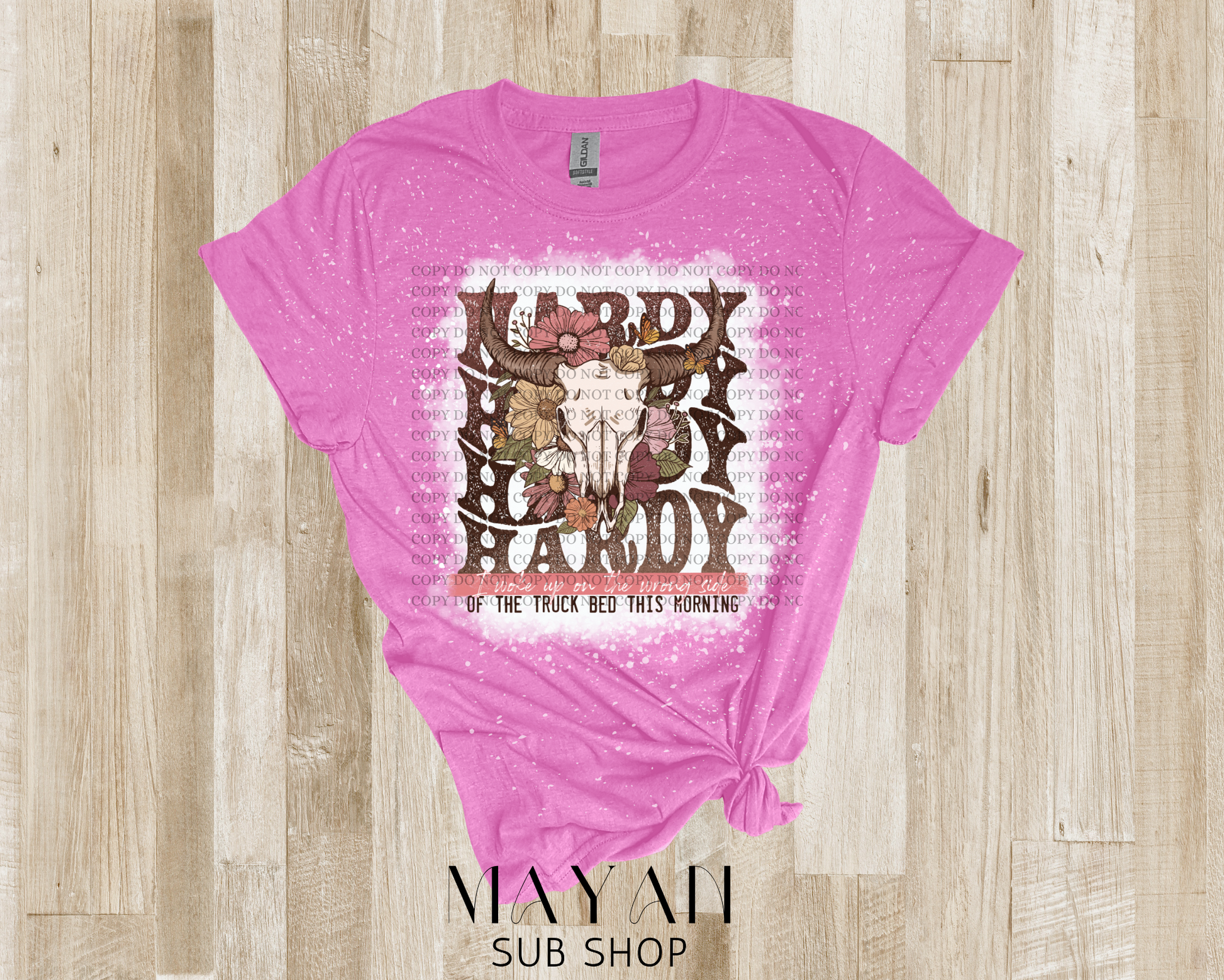 country song shirt with a cattle head and flowers in a heather orchid shirt