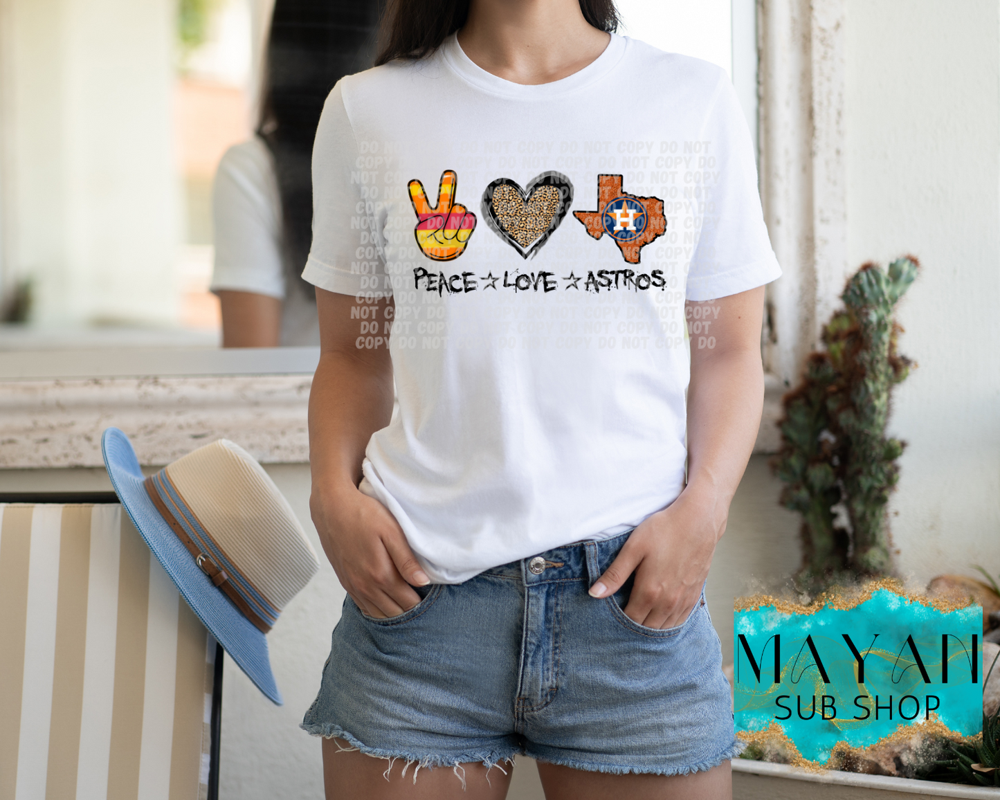 Peace Love Astros shirt. -Mayan Sub Shop