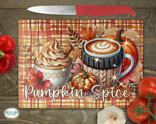 Pumpkin spice cutting board. -Mayan Sub Shop