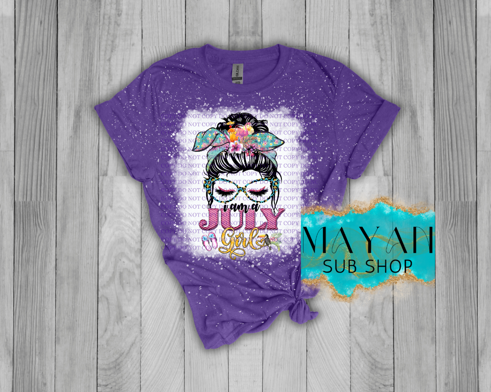 July Girl Messy Bun Bleached Shirt - Mayan Sub Shop