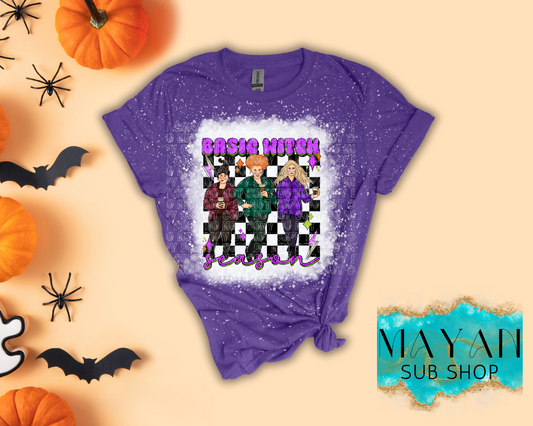 Basic witch season in heather purple bleached shirt. -Mayan Sub Shop