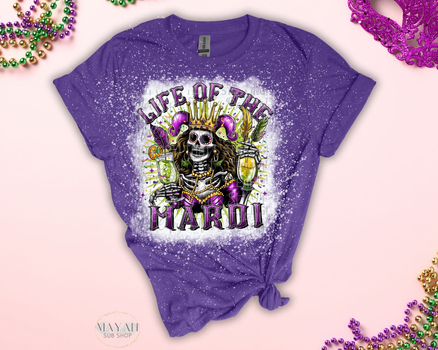 Life Of The Mardi Bleached Shirt - Mayan Sub Shop