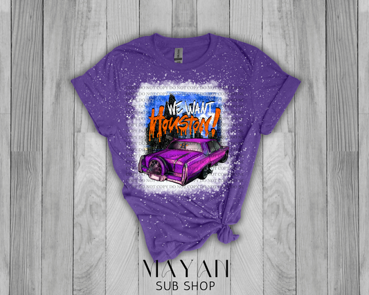 We want Houston in heather purple bleached shirt. - Mayan Sub Shop