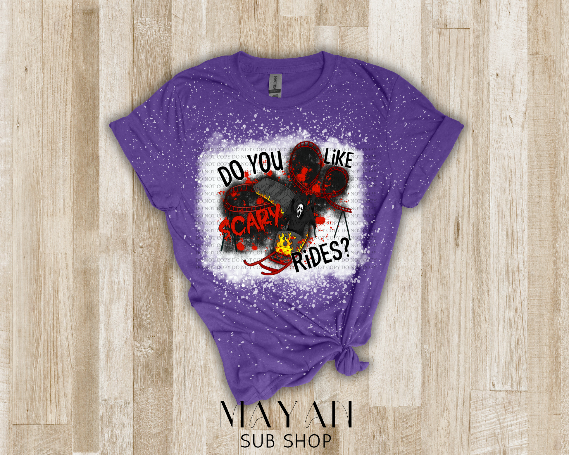 Like scary rides bleached shirt - Mayan Sub Shop