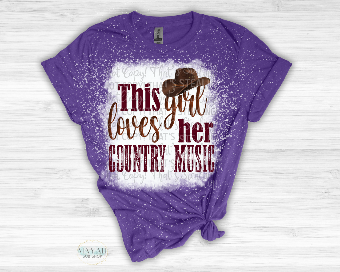 This Girl Loves Her Country Music Bleached Shirt - Mayan Sub Shop