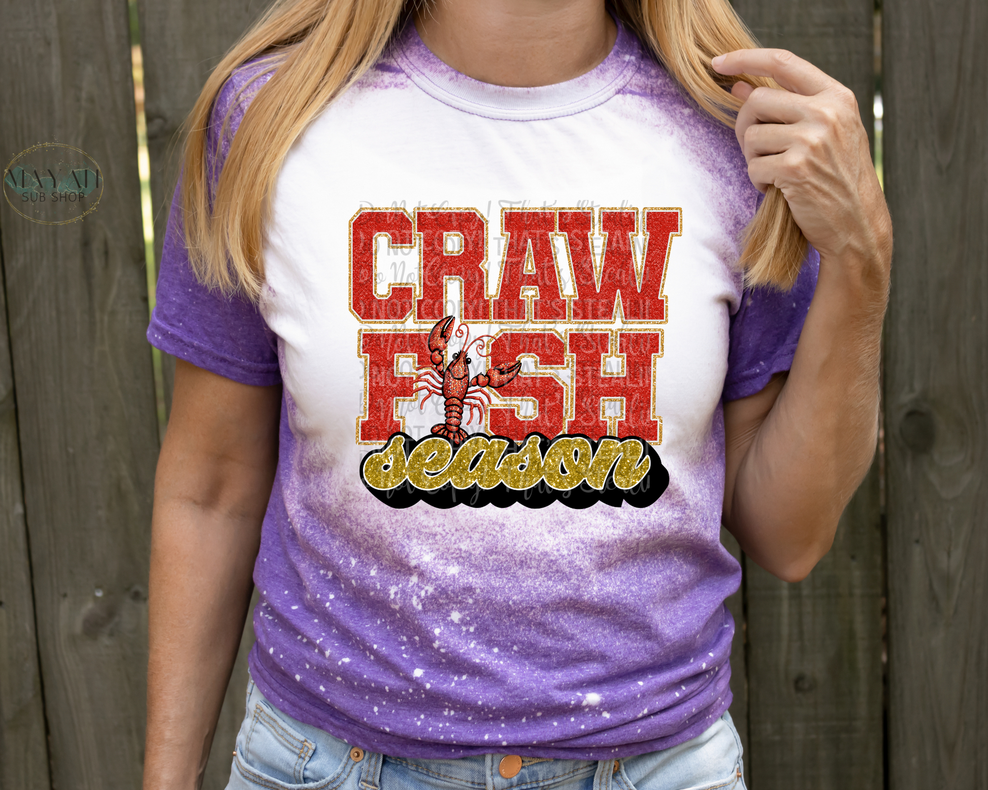Crawfish Season Bleached Tee - Mayan Sub Shop