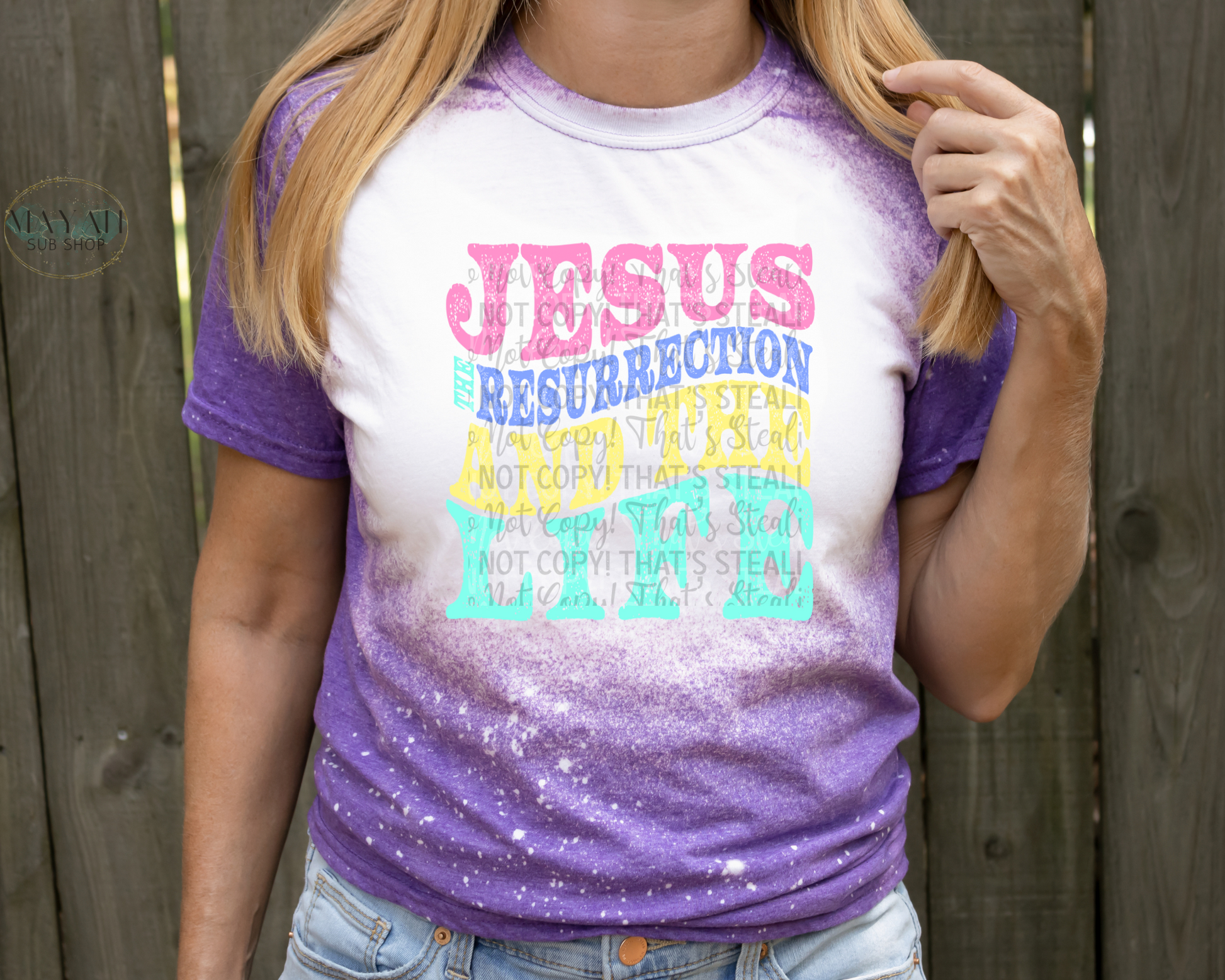 Jesus Resurrection Life Bleached Tee - Mayan Sub Shop