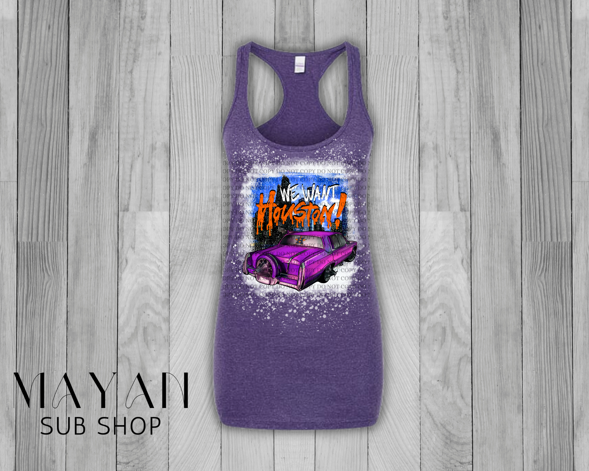 We Want Houston Bleached Tank Top - Mayan Sub Shop