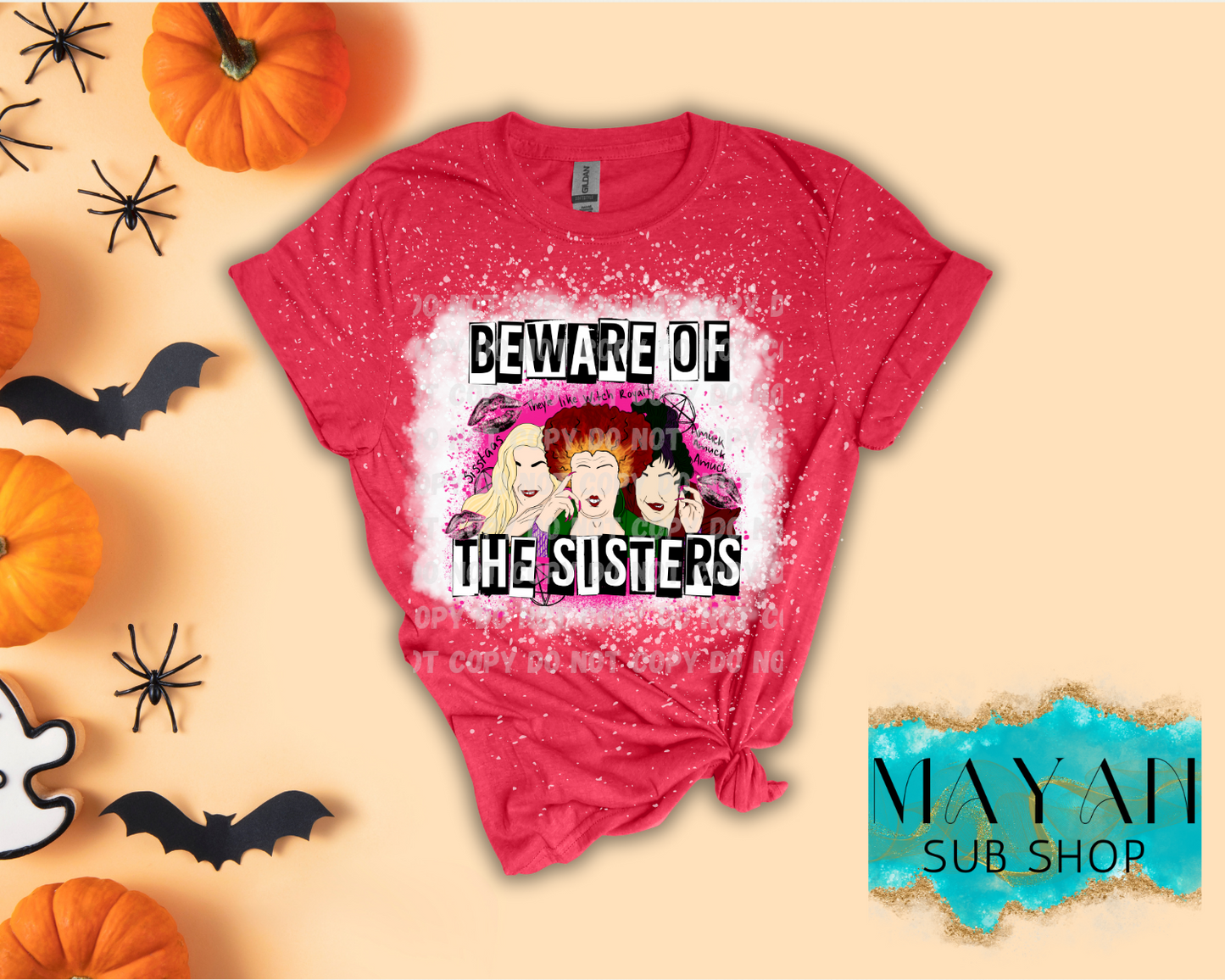 Beware Of The Sisters Bleached Shirt - Mayan Sub Shop