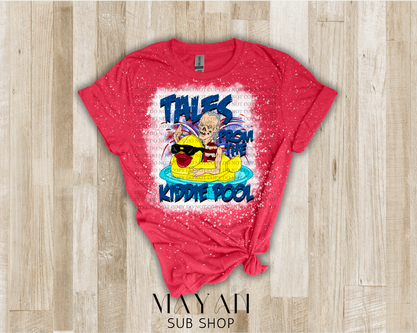 Tales from the kiddie pool bleached shirt - Mayan Sub Shop