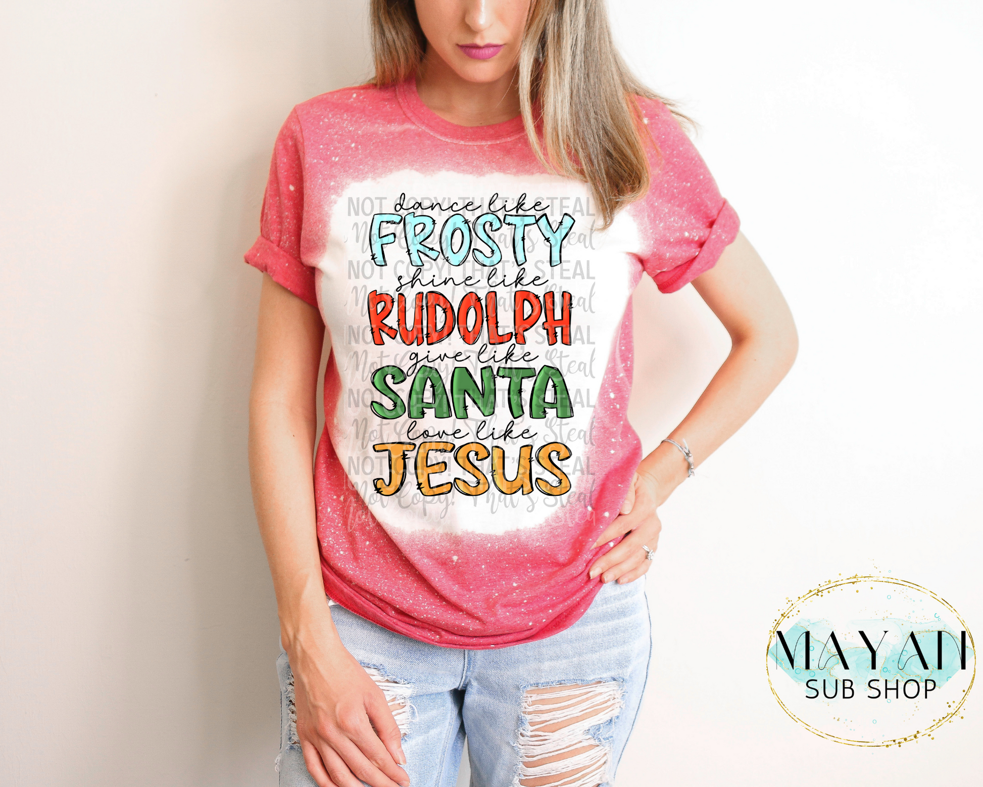 Love like Jesus bleached shirt. -Mayan Sub Shop