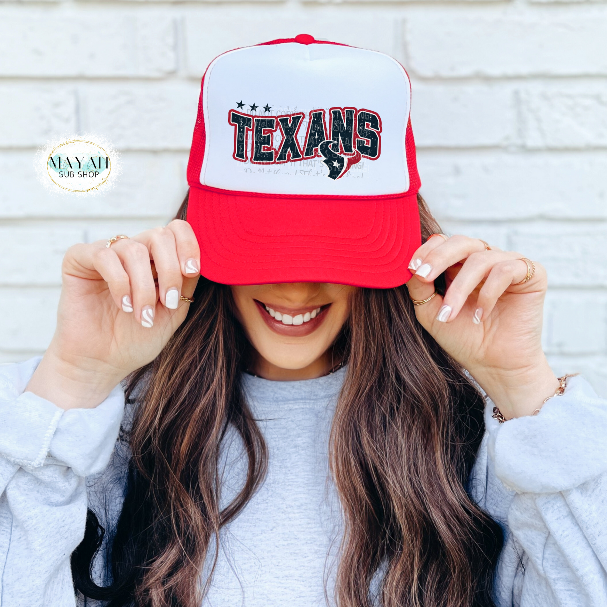 Houston football red trucker hat. -Mayan Sub Shop