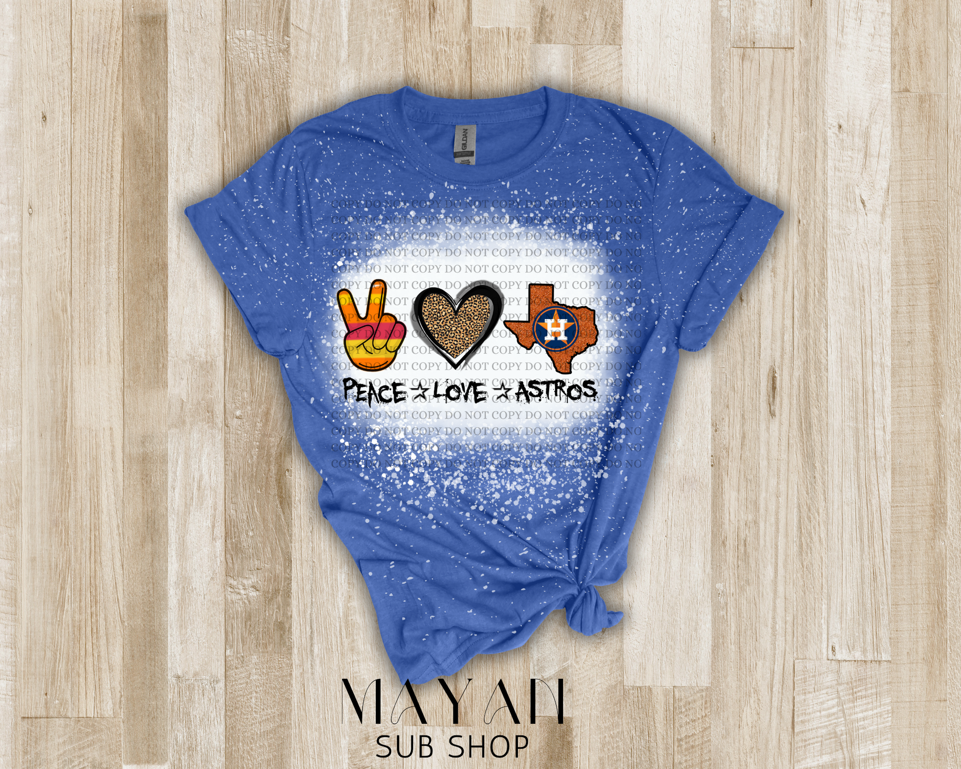 Peace love Astros bleached shirt - Mayan Sub Shop