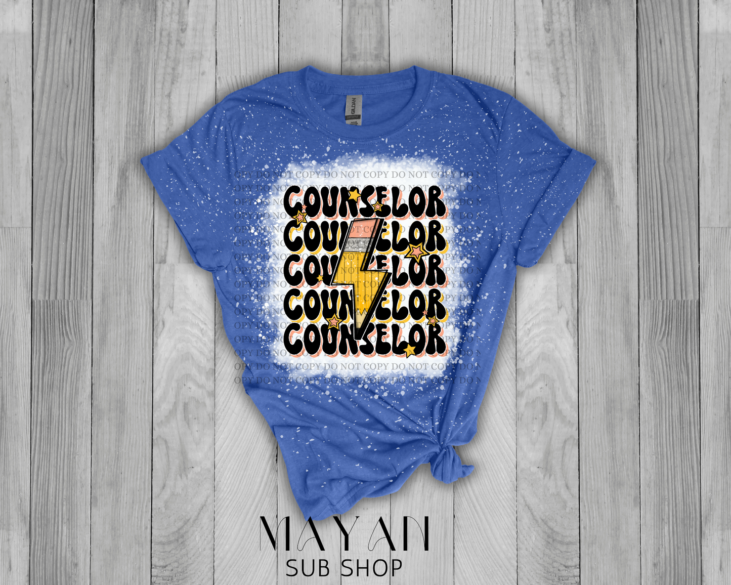Counselor Stacked Retro Bleached Shirt - Mayan Sub Shop