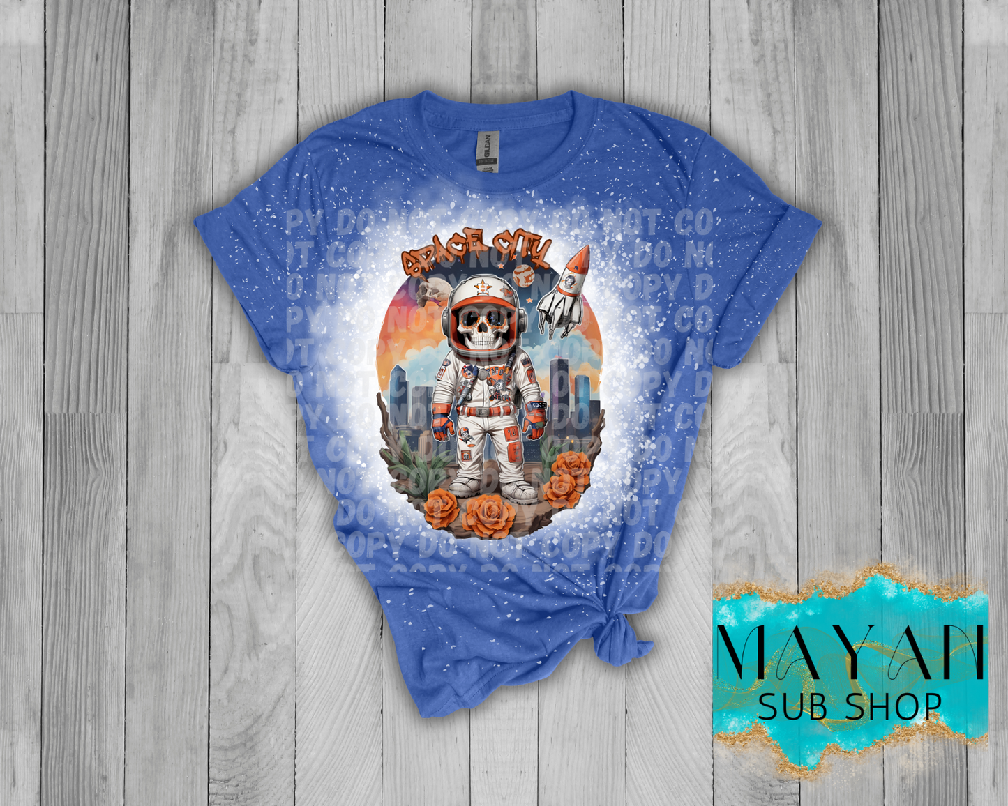 Space City Halloween Bleached Shirt - Mayan Sub Shop