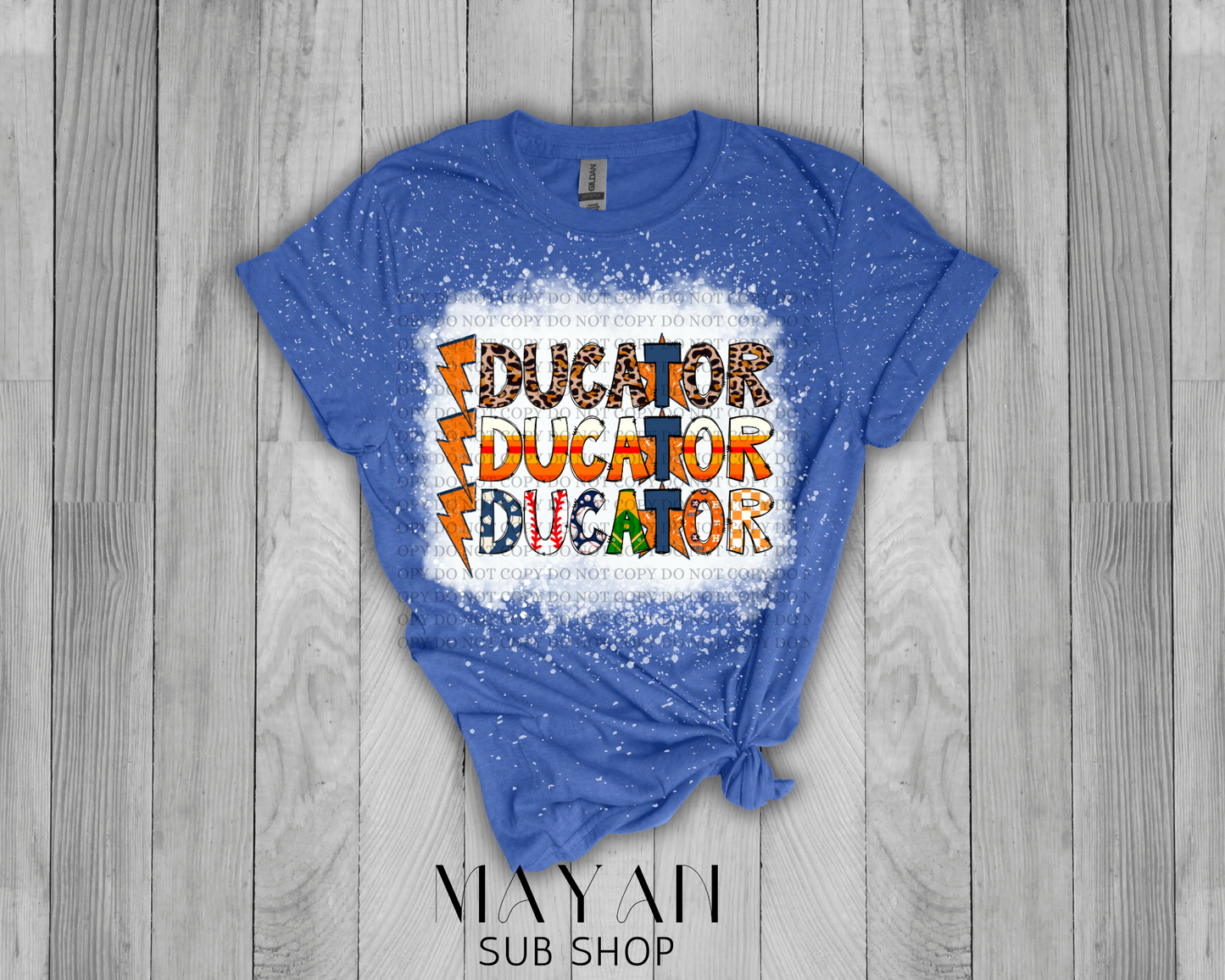 Educator Stacked Astros Bleached Shirt - Mayan Sub Shop