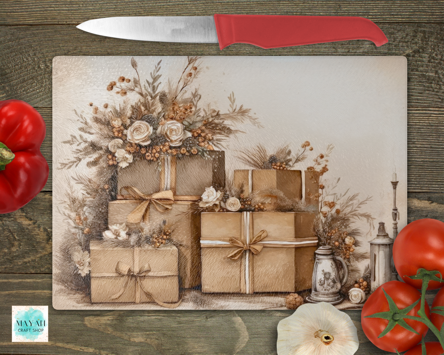 Rustic presents cutting board. -Mayan Craft Shop