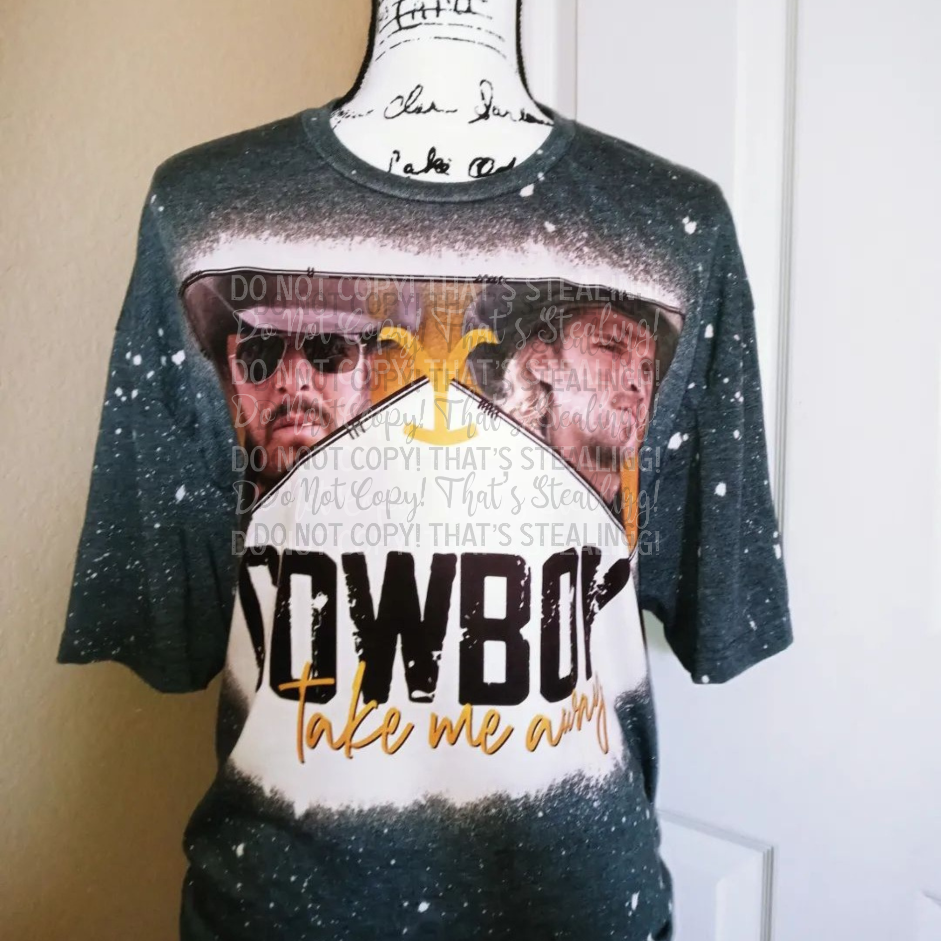 Cowboy Take Me Away Bleached Shirt - Mayan Sub Shop