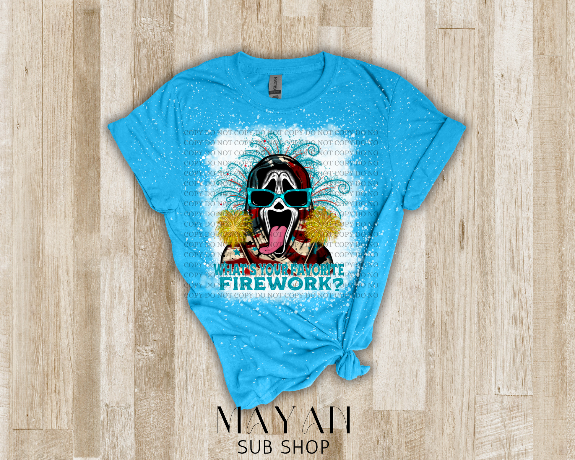 Favorite fireworks bleached shirt - Mayan Sub Shop